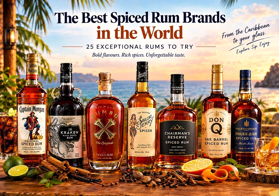 Best spiced rum brands in the world including Bumbu, Kraken, Sailor Jerry, Captain Morgan and Chairman's Reserve